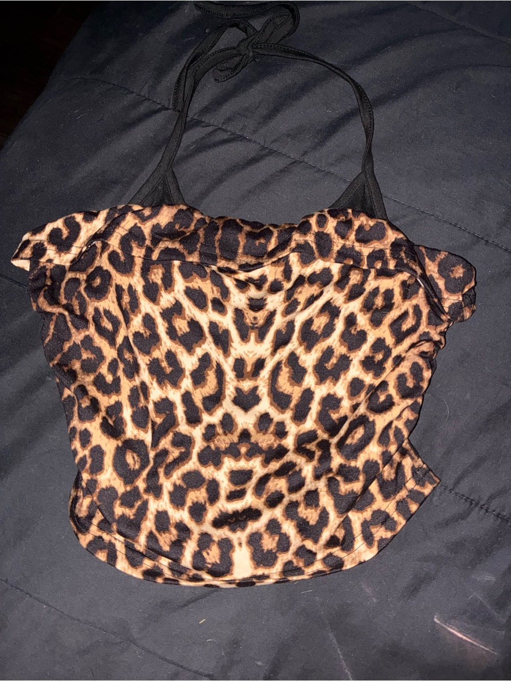 Leopard “Cheetah” Print Halter Crop Top - Black and Brown